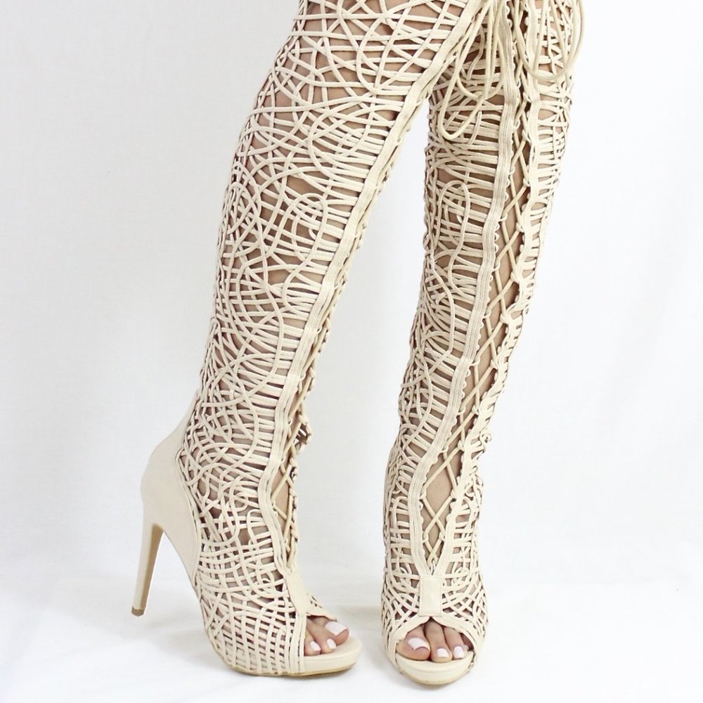 Cape Robbin Beige Over the Knee Boots